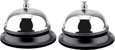 KRYTONE 2Pcs Reception Desk Call Bell Ring for Hotels,Schools,Restaurants  Office Set(Silver)
