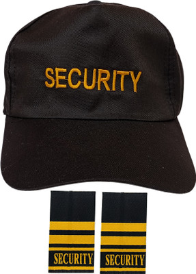 yasbavu SECURITY MEN GUARD CAP 1 PAIR FLAPS SET  Office Set(Black)