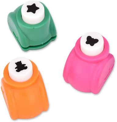 KRAFTMASTERS 3PCS Small Paper Punch Set Shaper Cutter Hole Punch Scrapbook Cards  Office Set(Multicolor)