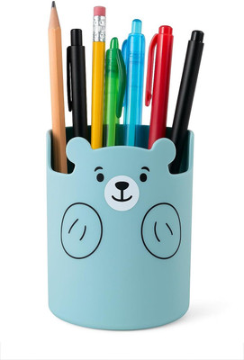 AccuPrints Pen Holder, Cute Bear Pencil Pot Creative Funny Pen Cup Organizer  Office Set(Blue)
