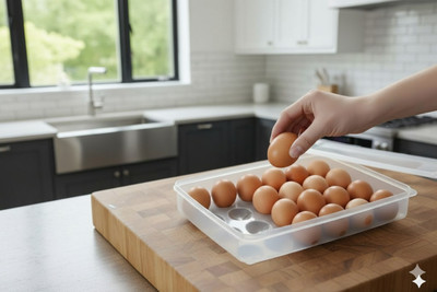 MAXTID Plastic 24 Grid Plastic Egg Holder Box with Cover Ideal for Kitchen Storage Storage Basket(Pack of 1)