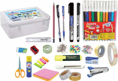 QURTASIA All in One 24 Items Stationery Combo for Office, Home and School use | Home & Office Set(Multicolor)