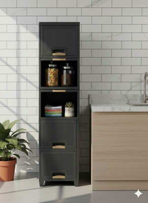 MAXTID 5 Layers Grey Space Saver Drawer Cabinet  Office Set(Grey)