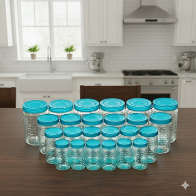 CROPO Plastic Tea Coffee & Sugar Container  - 250 ml(Pack of 18, Blue)