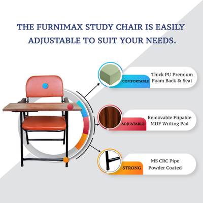 FURNIMAX Folding For Study with Cushion and Adjustable Writing Pad Ergonomic Design Fabric Study Folding Chair