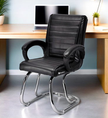 RATISON Director Principal Manager Heavy Duty Metal Frame| Visitor/Study/Office Leatherette Office Arm Chair(Black, Pre-assembled)
