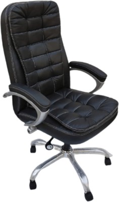 RUDRAAKSH High Back Executive Triple Cushion Chair (Ergonomic Design and Comfort) Leatherette Office Arm Chair(Black, Pre-assembled)
