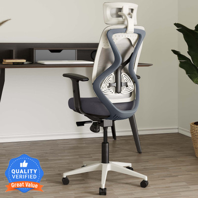 CARLTON LONDON Atlas Mesh Office Adjustable Arm Chair(Grey, White, DIY(Do-It-Yourself))