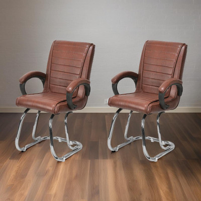 RATISON Director Principal Manager Heavy Duty Metal Frame| Visitor/Study/Office Leatherette Office Arm Chair(Beige, Set of 2, Pre-assembled)