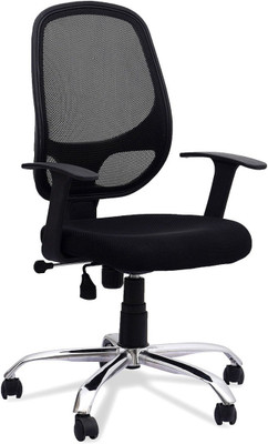 REDEFINE Impaq Medium Back Swivel Height Adjustable, Mesh Net Back, Chrome Legs Mesh Office Arm Chair(Black, Optional Installation Available)