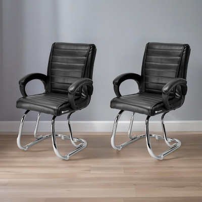 GOYALSON Director principal Ergonomic Home Office visitor Study Reception School Leatherette Office Visitor Chair(Black, Set of 2, Pre-assembled)