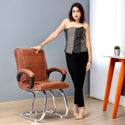 GOYALSON Director principal Ergonomic Home Office visitor Study Reception School Leatherette Office Visitor Chair(Brown, Pre-assembled)