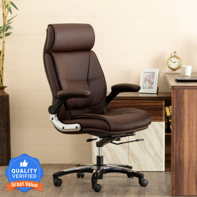 Oakcraft Leatherette Office Adjustable Arm Chair(Brown, DIY(Do-It-Yourself))