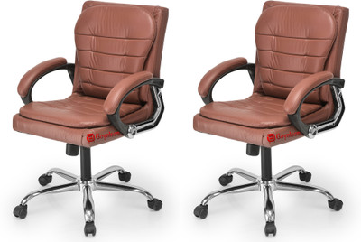 Goyal Steel & Furniture Industries Director principal chair the Perfect Revolving Chair for home office Leatherette Office Conference Chair(Brown, Set of 2, Pre-assembled)
