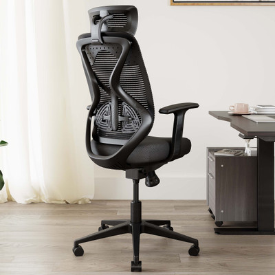 CARLTON LONDON Atlas Mesh Office Adjustable Arm Chair(Black, Optional Installation Available)
