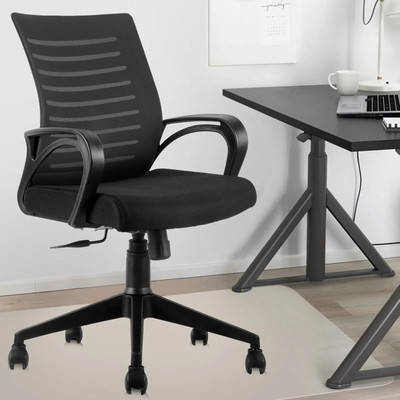 MAESTRO Ergonomic Medium Back Swivel Office Chair with Mesh Back, Height Adjustment Fabric Office Arm Chair(Black, Black, DIY(Do-It-Yourself))