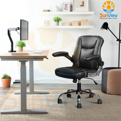 sunview 3 Year Warranty|Mid,Medium Back Office Chair, Study, home Leatherette Office Adjustable Arm Chair(Black, DIY(Do-It-Yourself))