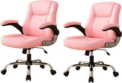 sunview 3 Year Warranty| Pack of 2 Mid,Medium Back Office Chair, Study, home Leatherette Office Adjustable Arm Chair(Pink, Set of 2, DIY(Do-It-Yourself))