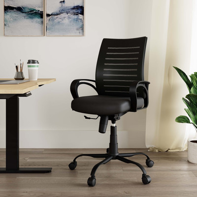 IAFA Diego Mid Back Ergonomic Office Heavy Duty Black Metal Base Mesh Office Arm Chair(Black, DIY(Do-It-Yourself))