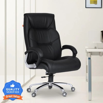 Flipkart Perfect Homes Drake High Back Revolving Chair with Ergonomic Design and Lumbar Support Leatherette Office Arm Chair(Black, Optional Installation Available)