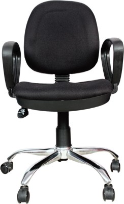 Rajpura 803 Cushioned Low Back Revolving Chair with push back mechanism in Black Fabric Office Executive Chair(Black, Optional Installation Available)