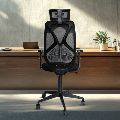 oolive BREEZA OC111 Ergonomic High Back Office Adjustable Arm Chair Black Mesh Office Stacking Chair(Black, Optional Installation Available)