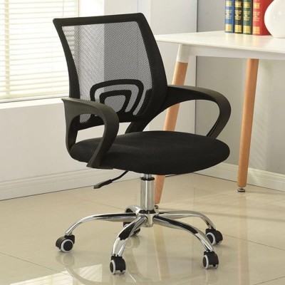 Creative Creations Ergonomic Black Mesh Chair Adjustable Height Rolling Leatherette Office Adjustable Arm Chair(Black, Optional Installation Available)