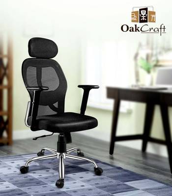 Oakcraft Matrix Ergonomic Chair with Soft Comfortable PU Pads on Handles High Back Mesh Office Adjustable Arm Chair