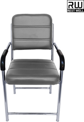 RW REST WELL Comfy Sofa Steel Frame Leatherette Office Visitor Chair(Grey, Optional Installation Available)