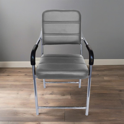 RW REST WELL Acton Support Steel Frame Leatherette Office Visitor Chair(Grey, Optional Installation Available)