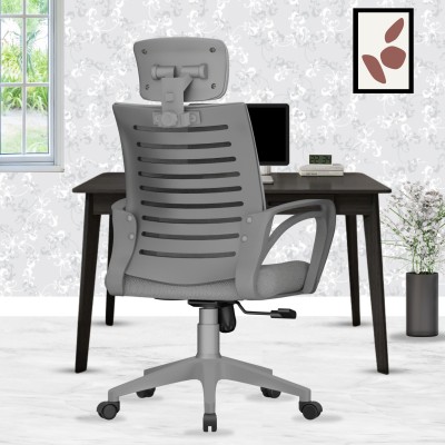 beaatho Verona High Back Ergonomic Revolving Nylon Office Arm Chair(Grey, Optional Installation Available)