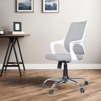 Valley Green Enterprises Marseille Mesh Mid Back Ergonomic Office/Study/Revolving/Computer Fabric Office Executive Chair(White, Optional Installation Available)