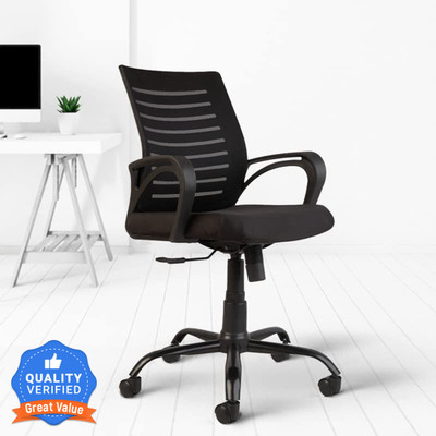CELLBELL Desire C104 Mid Back Comfortable Fabric Office Executive Chair(Black, Set of 4, Optional Installation Available)