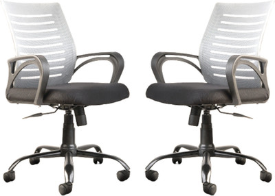 IAFA Diego Mid Back Ergonomic Office Chair Heavy Duty Black Metal Base 2 yr Warranty Mesh Office Arm Chair(Black, Grey, Set of 2, Optional Installation Available)