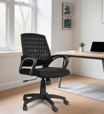 Medallion Adjustable Height, Tilting Push Back Cushion Seat with Locking Seat Revolving Nylon Office Arm Chair(Black, Optional Installation Available)