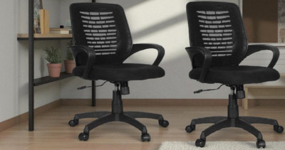 MAESTRO MAESTRO Home & Office Mesh Chair with Fixed Handles Fabric Office Conference Chair(Black, Set of 2, DIY(Do-It-Yourself))