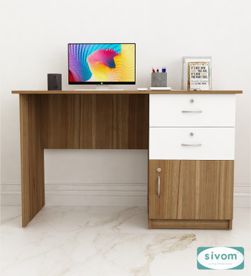 SIVOM Prism Multipurpose Study/Home/Office Table Engineered Wood Study Table(Free Standing, Finish Color - Lyon Teak, White, Knock Down)