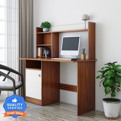 Flipkart Perfect Homes Kronos Engineered Wood Study Table(Free Standing, Finish Color - Walnut & White, Knock Down)