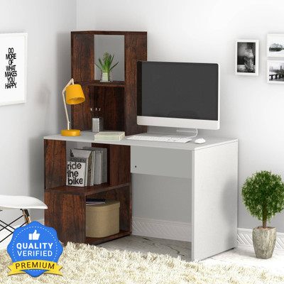 Flipkart Perfect Homes Studio Noel Dual Tone Engineered Wood Study Table(Free Standing, Finish Color - American Rustic and White, Knock Down)