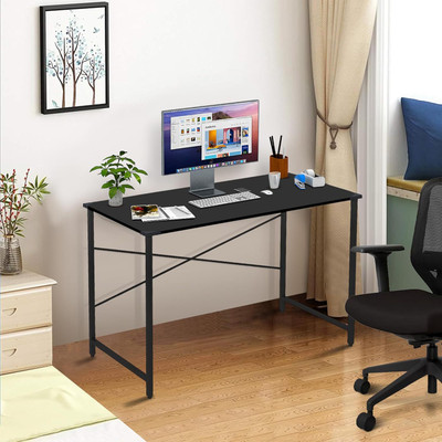 wow craft Study Table for Home | Computer Desk Black with Black Legs | 91x60x77 cm Engineered Wood Study Table(Free Standing, Finish Color - Black, DIY(Do-It-Yourself))