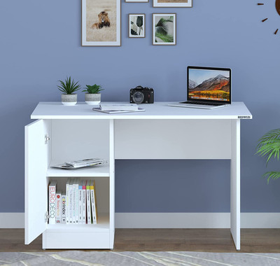 REDWUD Henry Computer Table/ Study Desk Engineered Wood Study Table(Free Standing, Finish Color - White, Optional Installation Available)