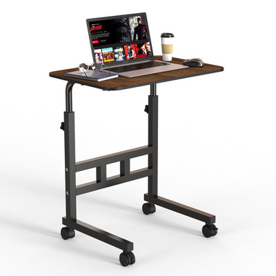 ELV DIRECT Multipurpose Movable Table with Adjustable Height Metal Study Table(Free Standing, Finish Color - Brown, DIY(Do-It-Yourself))