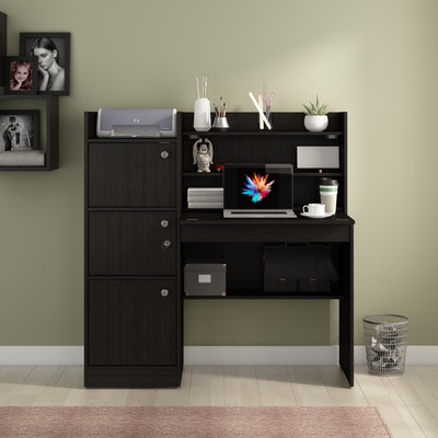 A GLOBIA CREATIONS Venus Engineered Wood Study Table(Free Standing, Finish Color - Wenge, Knock Down)