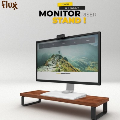 Flux Wooden Monitor Stand Organizer Desktop Ergonomic Monitor Riser Laptop Stand Engineered Wood Office Table(Free Standing, Finish Color - Walnut Brown, DIY(Do-It-Yourself))