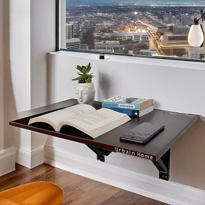 Urbain Home Engineered Wood Study Table(Wall Mounted, Finish Color - Rosewood, DIY(Do-It-Yourself))