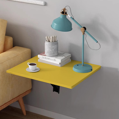 Torche Wooden Wall Mounted Folding Coffee and Tea Table & Bed Side Table and Study Engineered Wood Multipurpose Table(Wall Mounted, Finish Color - Yellow, DIY(Do-It-Yourself))