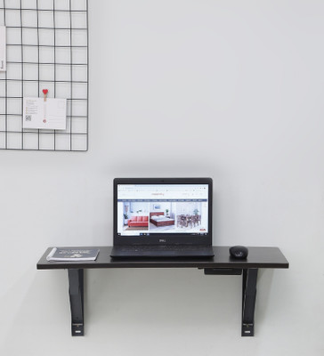 KAWACHI Folding Shelf Study Laptop Table Folding Wall Mounted Collapsible Bracket Table Engineered Wood Study Table(Wall Mounted, Finish Color - Wenge Black, DIY(Do-It-Yourself))