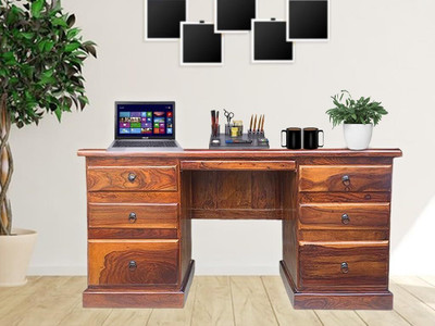 SB Handicraft Sheesham Wood Study/Writing/laptop/Computer Desk ll Solid Wood Study Table(Free Standing, Finish Color - Brown Finish, DIY(Do-It-Yourself))