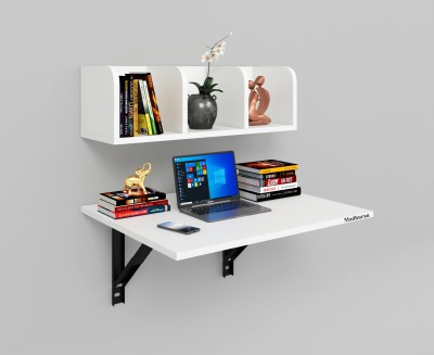 Madhuran Engineered Wood Wall Mounted Large Study Table Desk with Books Shelf Engineered Wood Study Table(Wall Mounted, Finish Color - White, DIY(Do-It-Yourself))