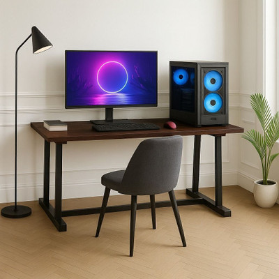 House Of Akasha Clover Study Table for Home Office Desk with Large Storage Space Gaming Desk Engineered Wood Multipurpose Table(Free Standing, Finish Color - Coffee Brown, DIY(Do-It-Yourself))